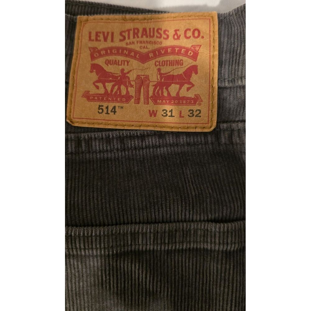 Levi's‎ 514 Corduroy Dark  Grey Pants Jeans Men 31x32 Vintage White Tab